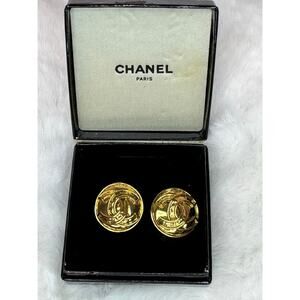 Chanel Vintage Round CC Clip-On Earrings (1994P Collection)